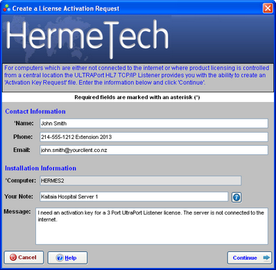 Create the Activation Request Create the Activation Request