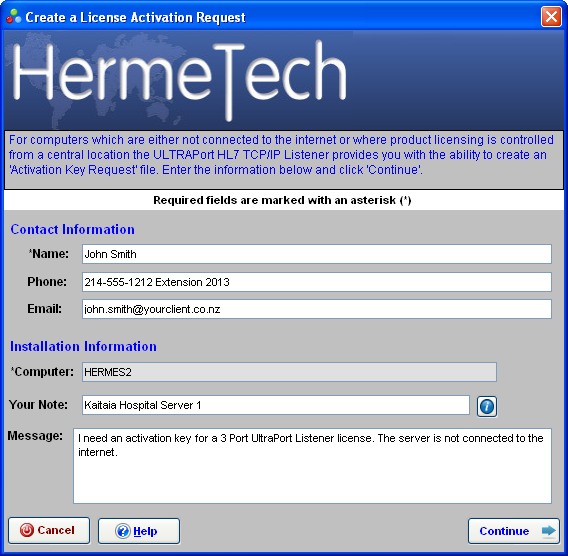 Create the Activation Request Create the Activation Request