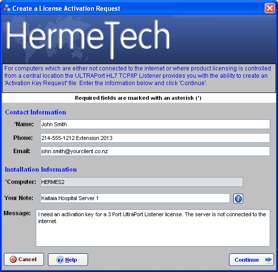 Create the Activation Request Create the Activation Request